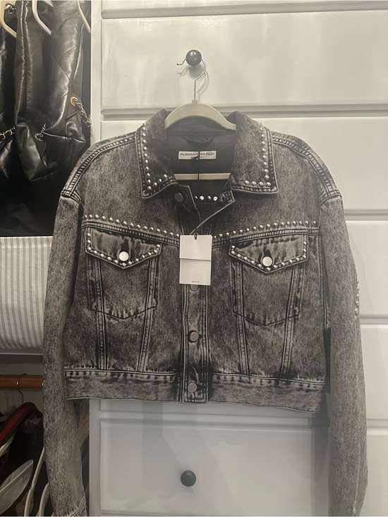 Alessandra Rich Jackets & Blazers - Alessandra Rich Black Washed Studded Denim Jacket
